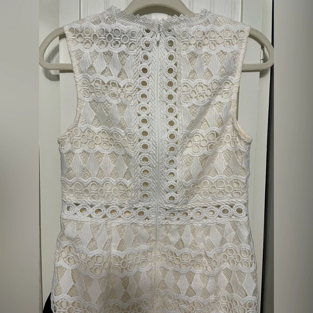 NWT Lulu’s White & Cream Crochet Sleeveless Dress, Size M, Bridal Shower Dress - Picture 9 of 11